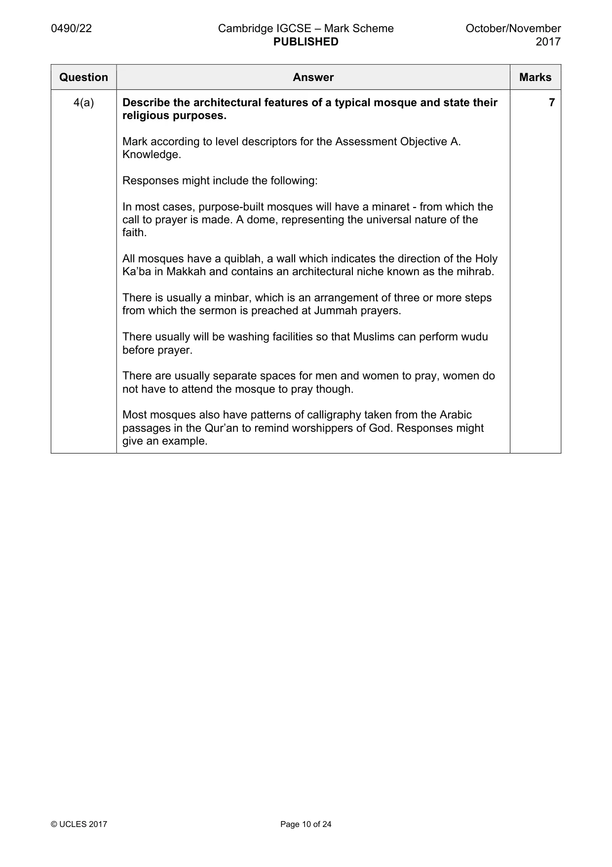 Mark scheme, page 10 of 24
