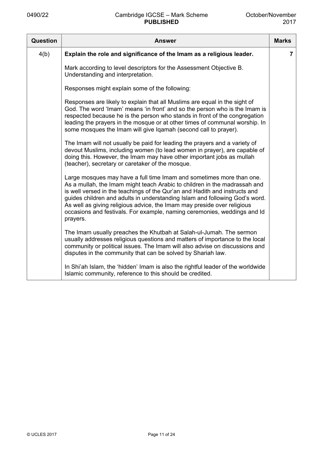 Mark scheme, page 11 of 24