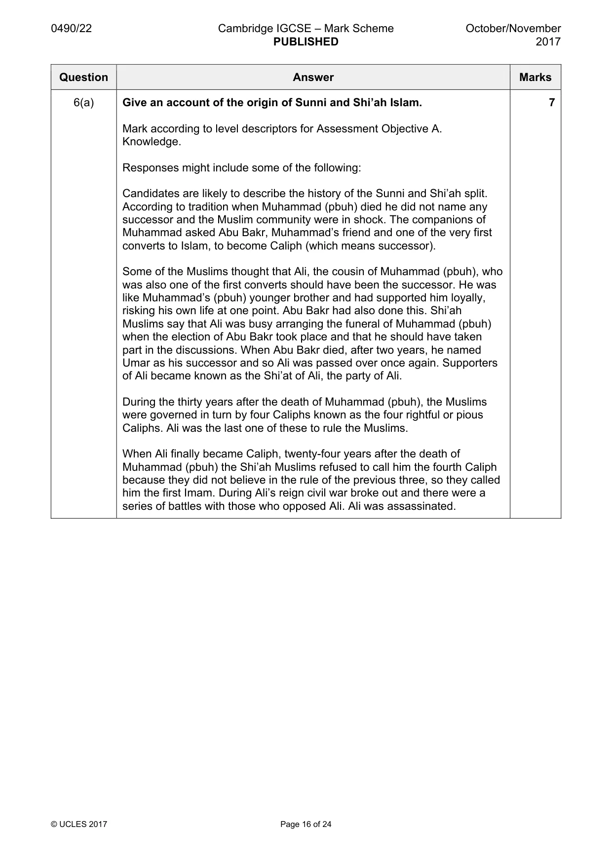 Mark scheme, page 16 of 24