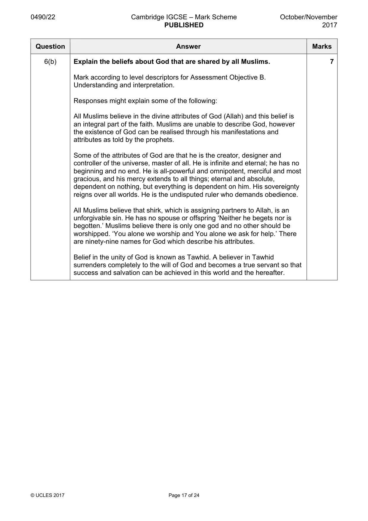 Mark scheme, page 17 of 24