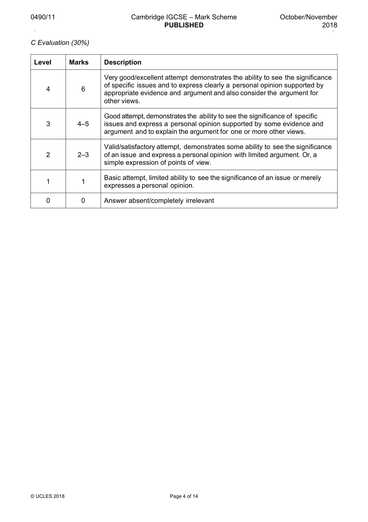 Mark scheme, page 4 of 14
