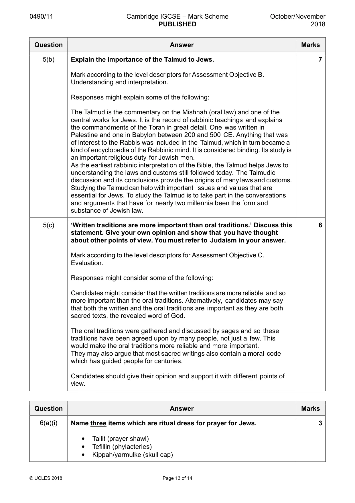 Mark scheme, page 13 of 14