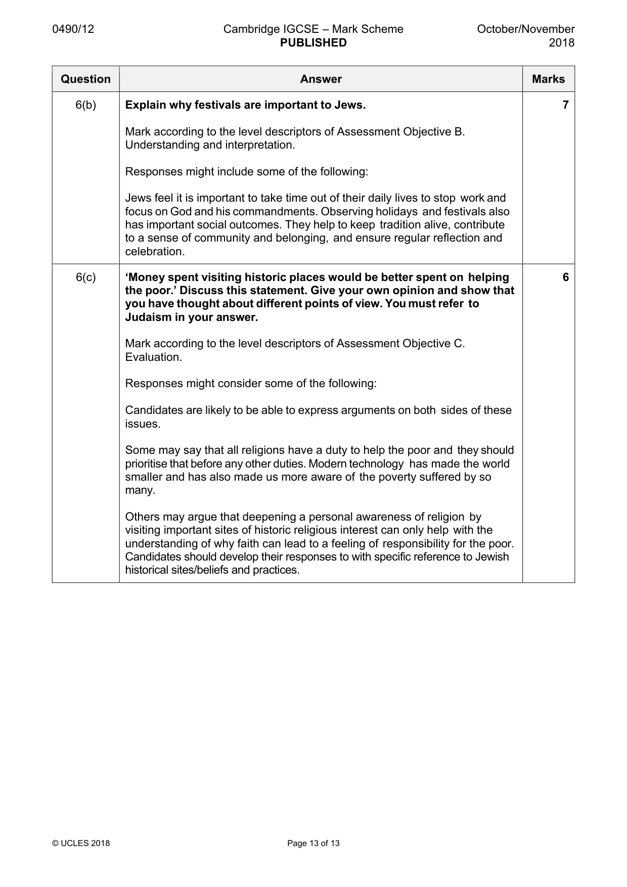 Mark scheme, page 13 of 13
