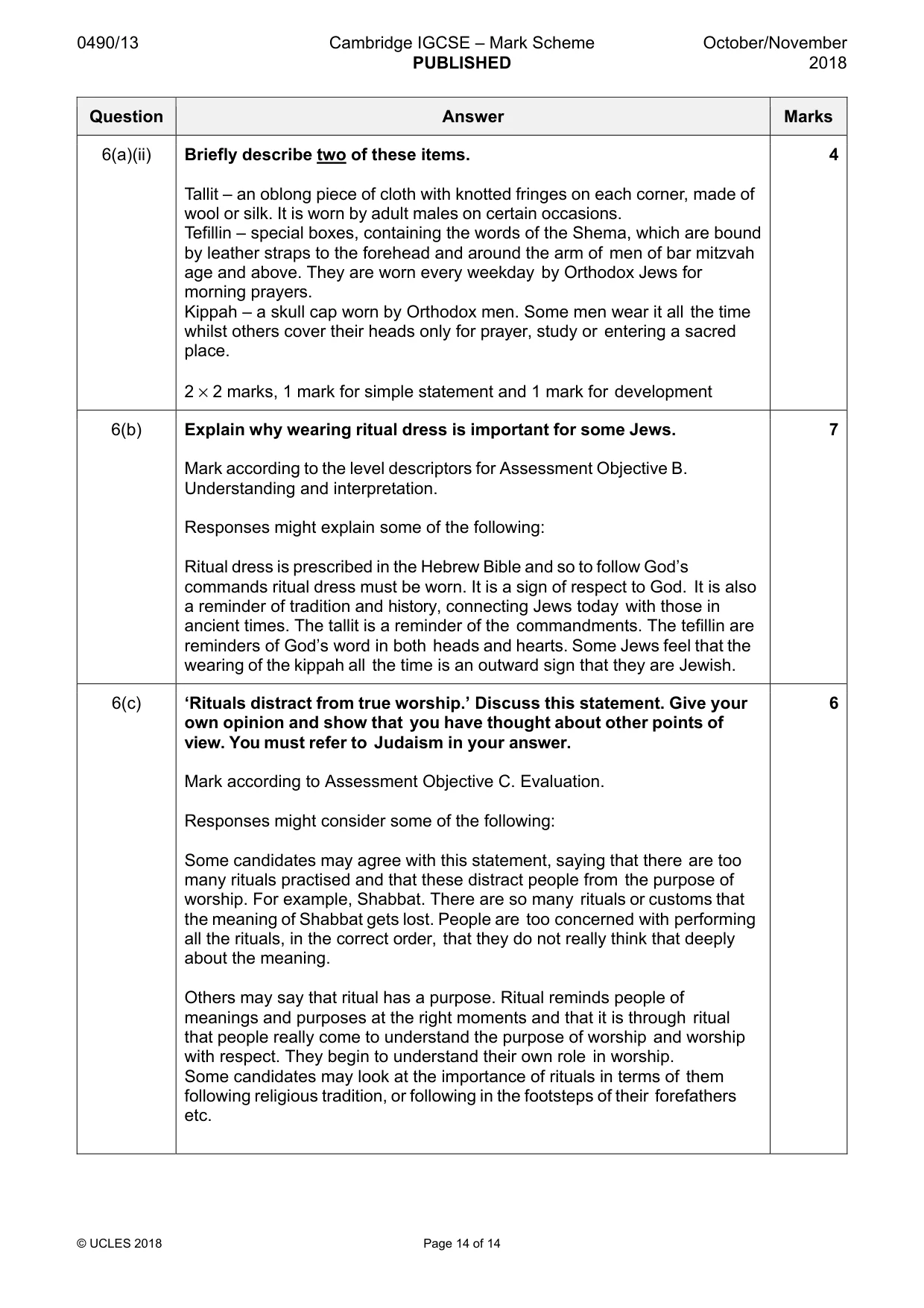 Mark scheme, page 14 of 14