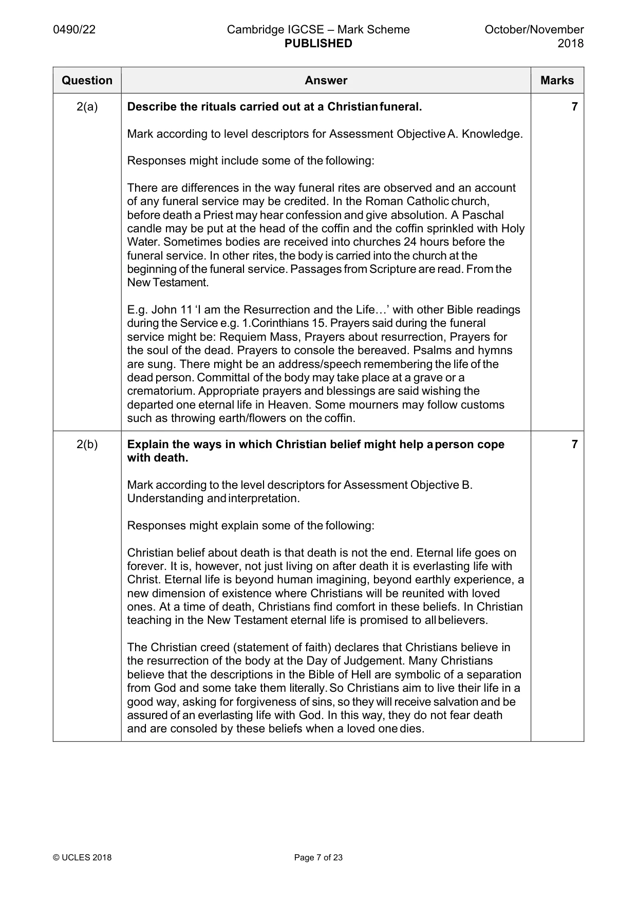 Mark scheme, page 7 of 23