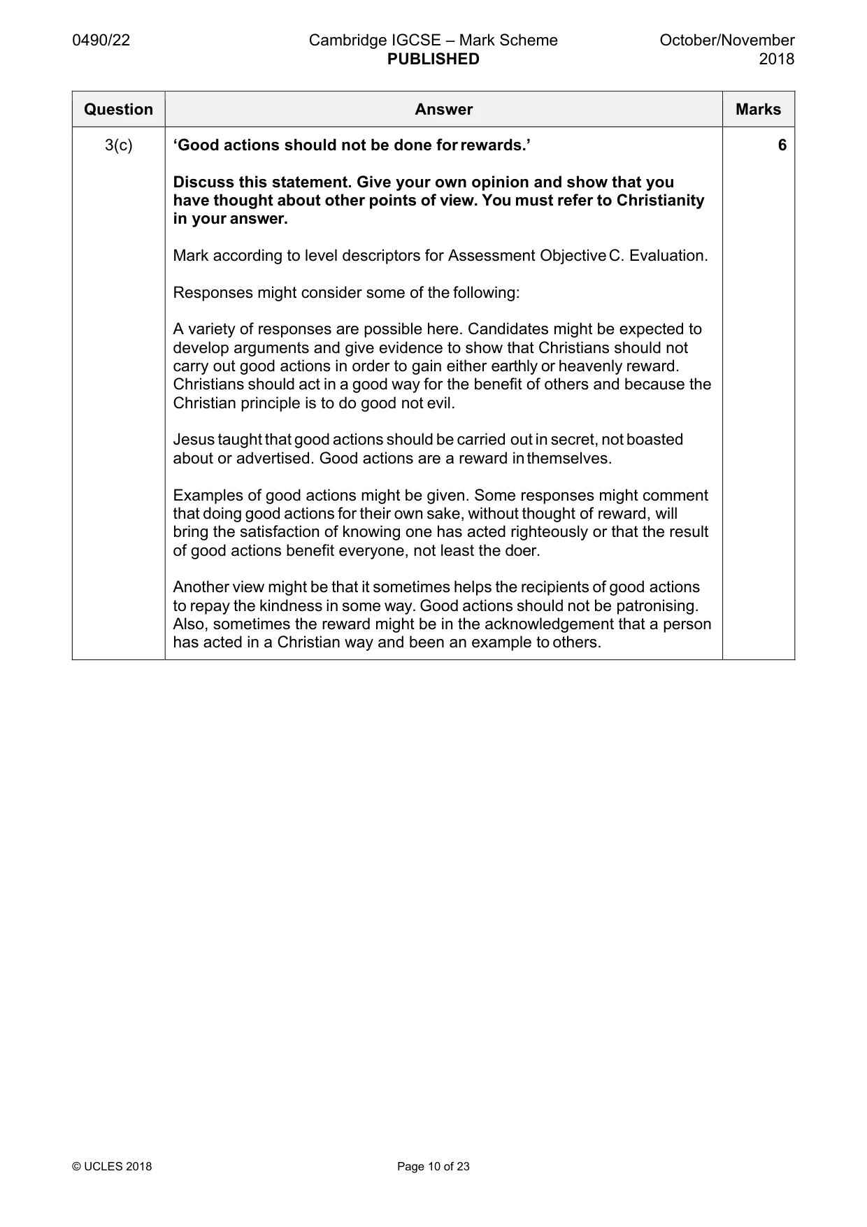 Mark scheme, page 10 of 23