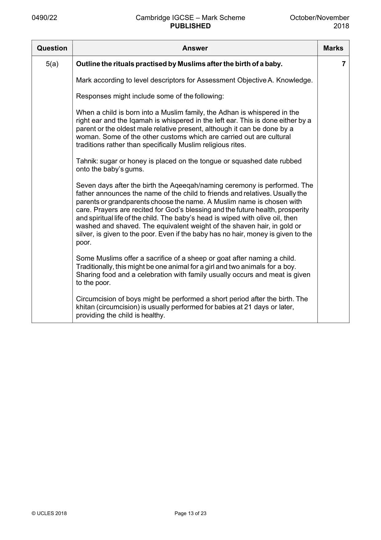 Mark scheme, page 13 of 23