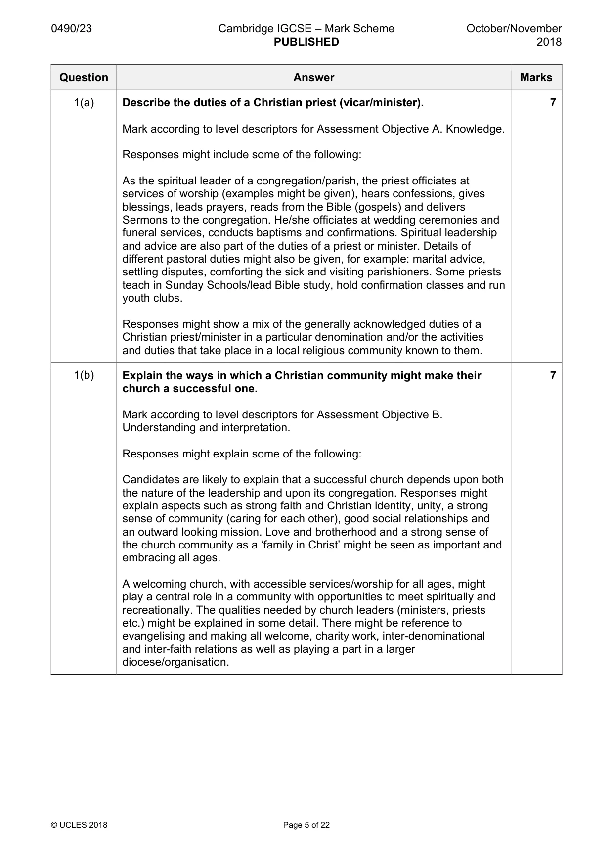 Mark scheme, page 5 of 22