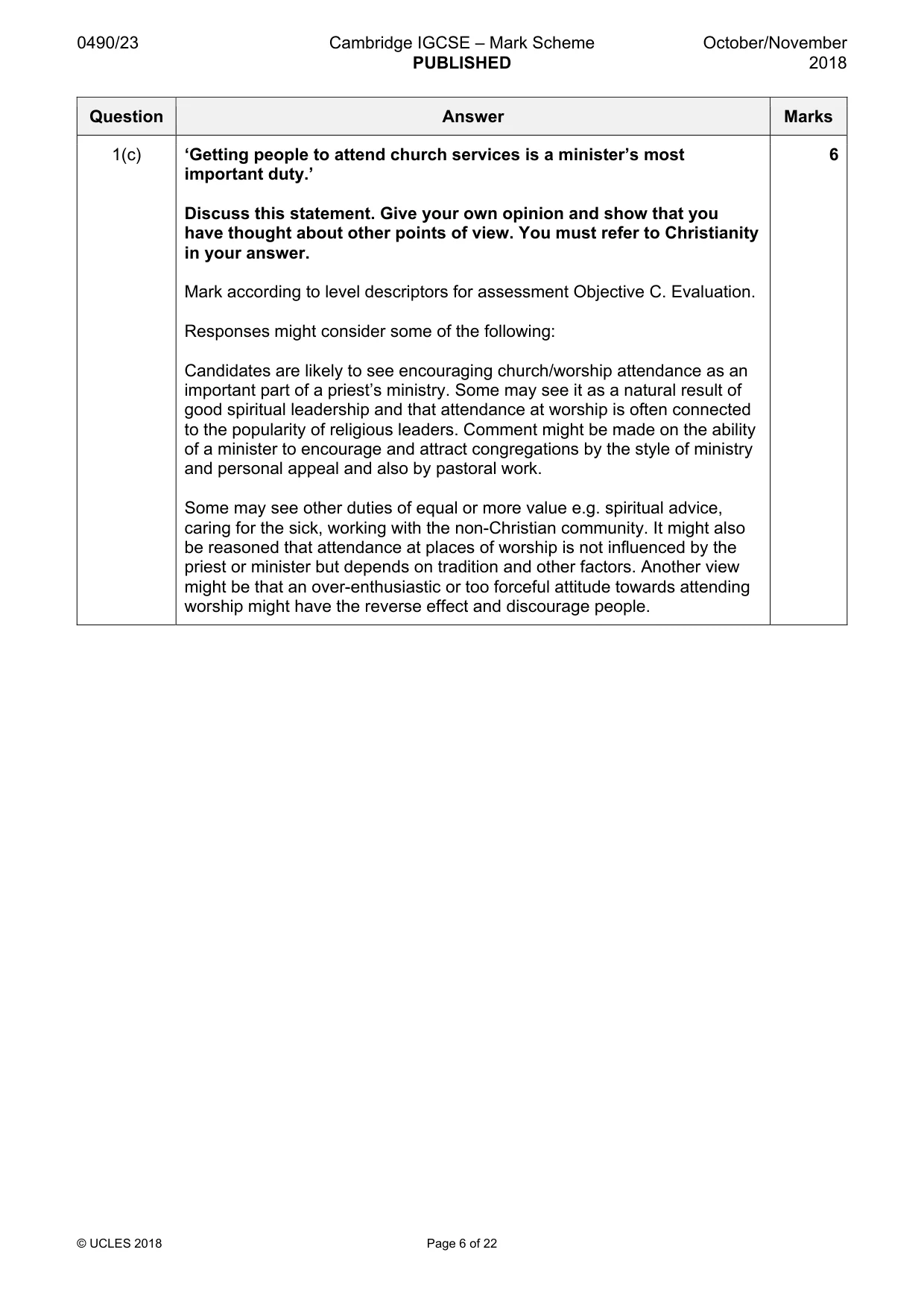 Mark scheme, page 6 of 22