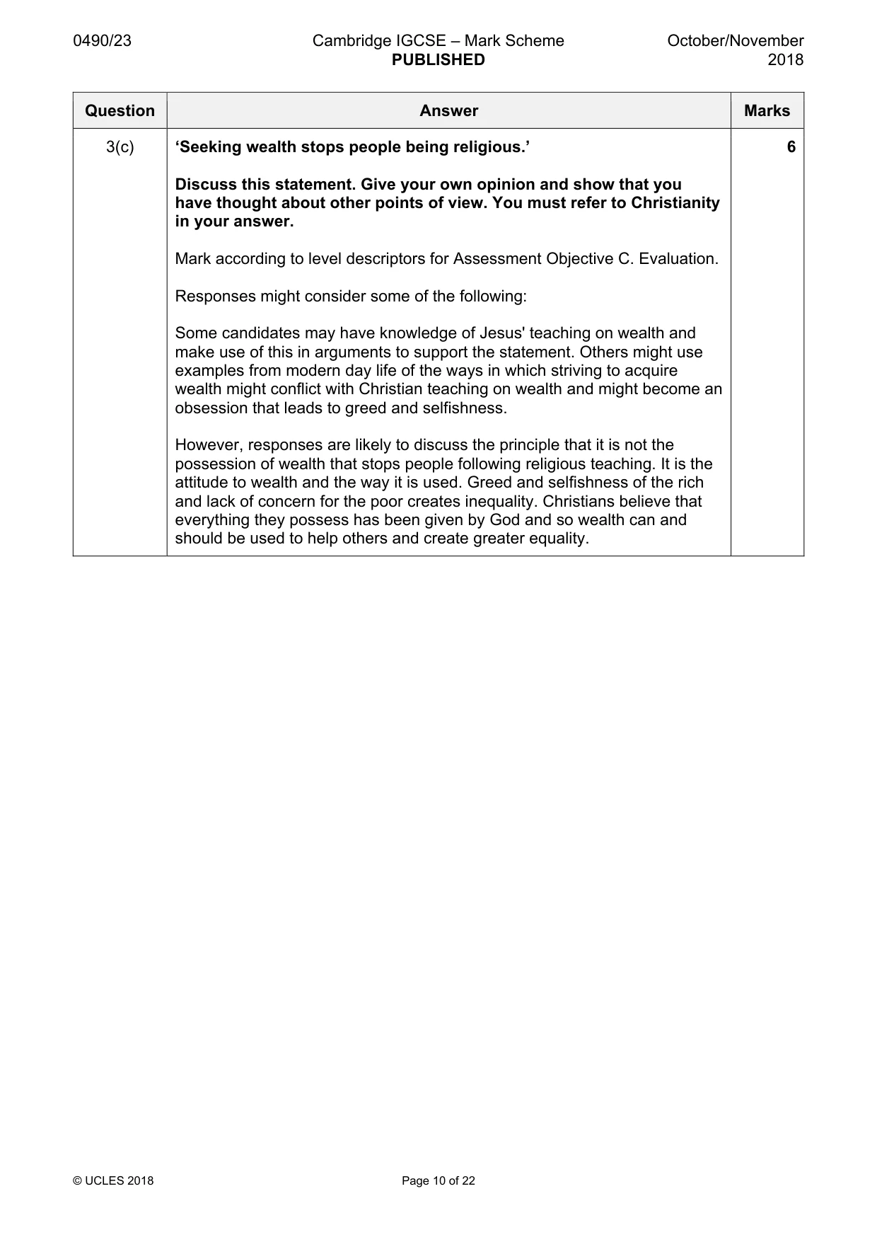 Mark scheme, page 10 of 22