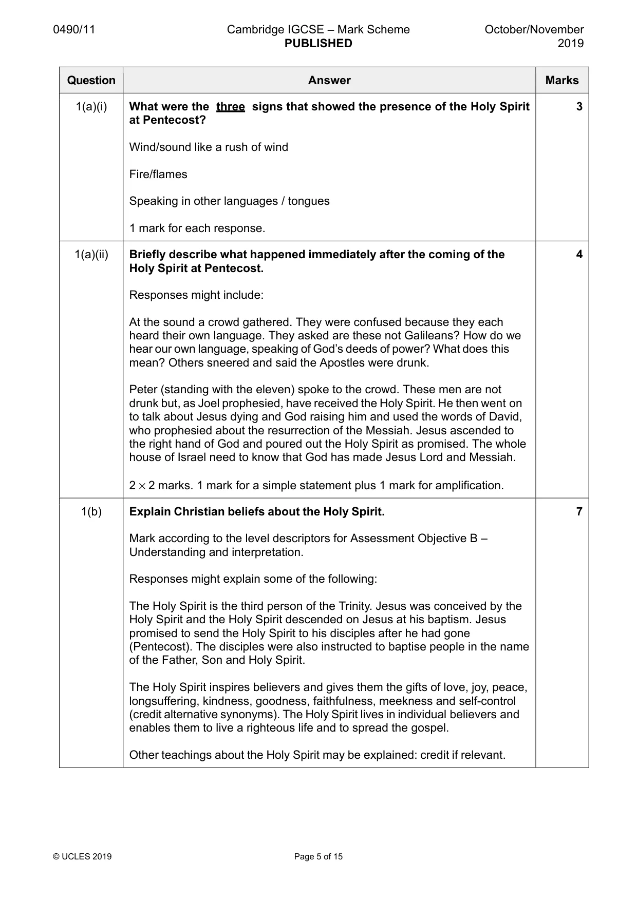 Mark scheme, page 5 of 15