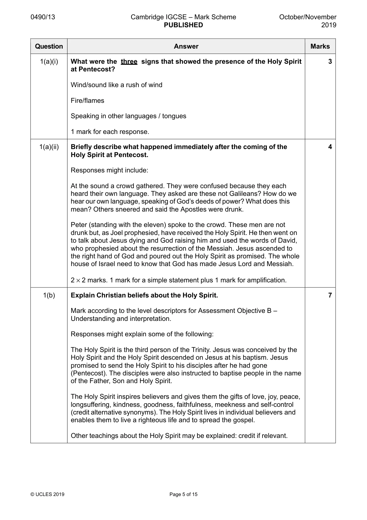Mark scheme, page 5 of 15