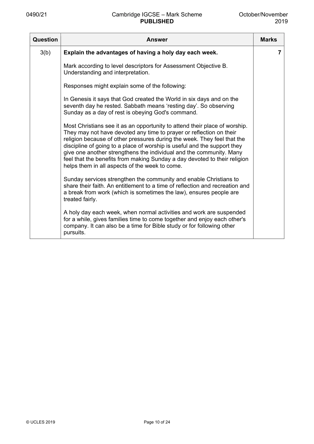 Mark scheme, page 10 of 24
