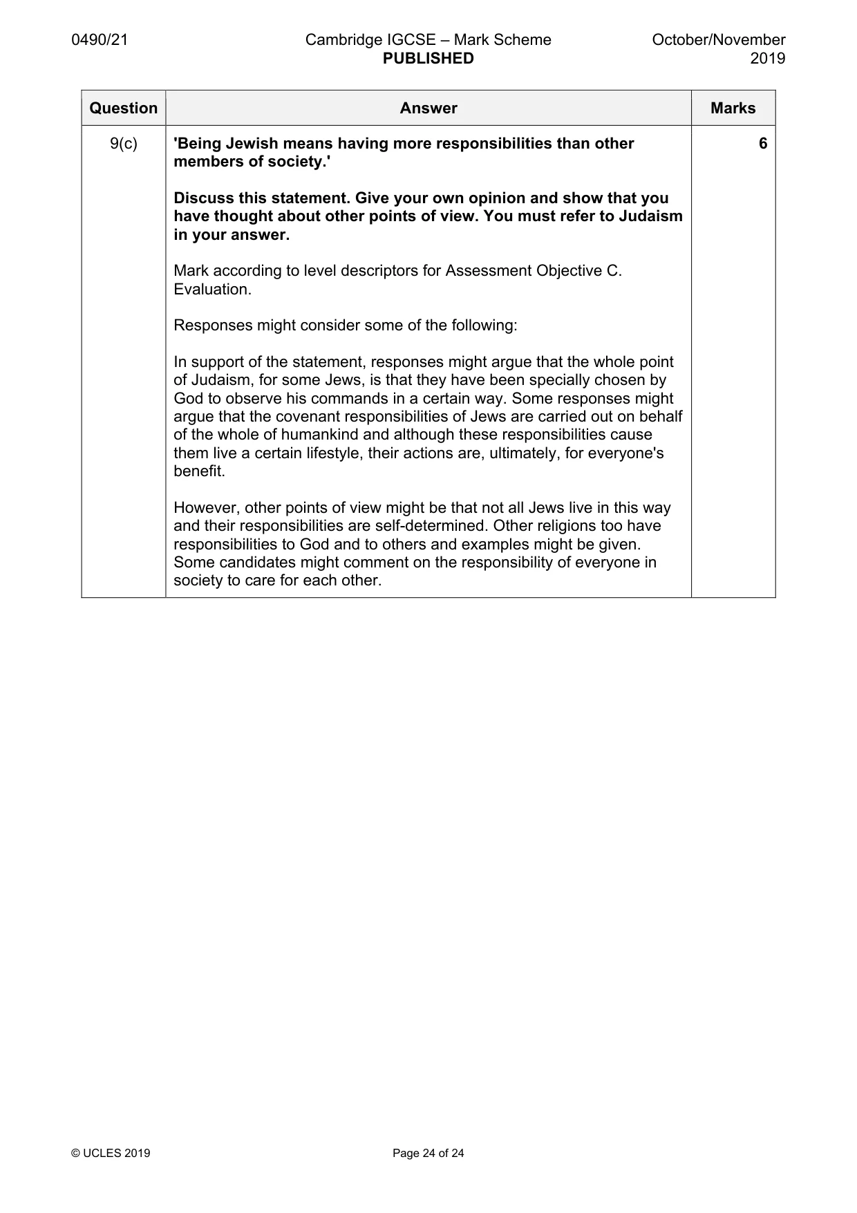 Mark scheme, page 24 of 24
