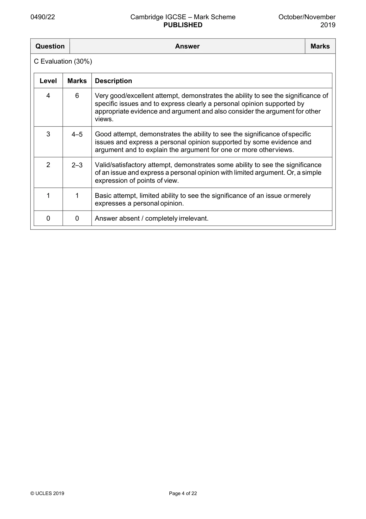 Mark scheme, page 4 of 22
