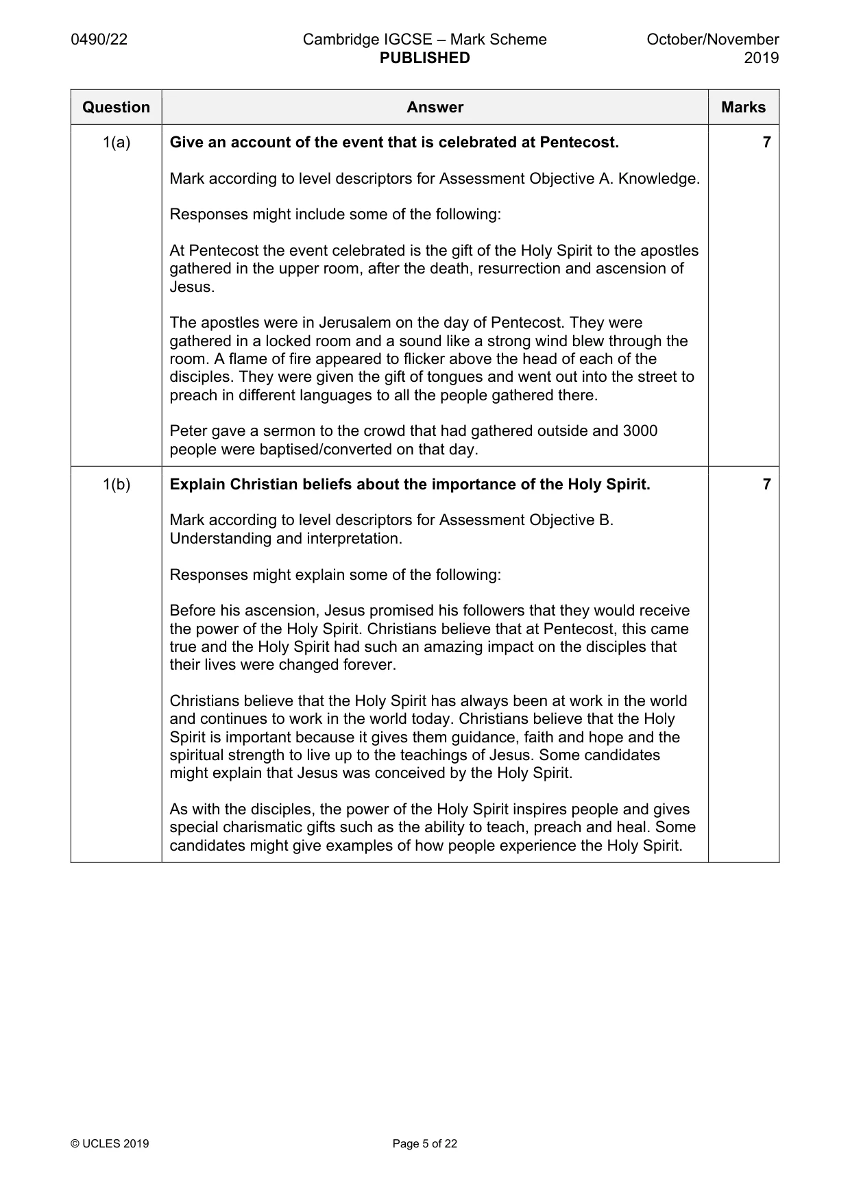 Mark scheme, page 5 of 22