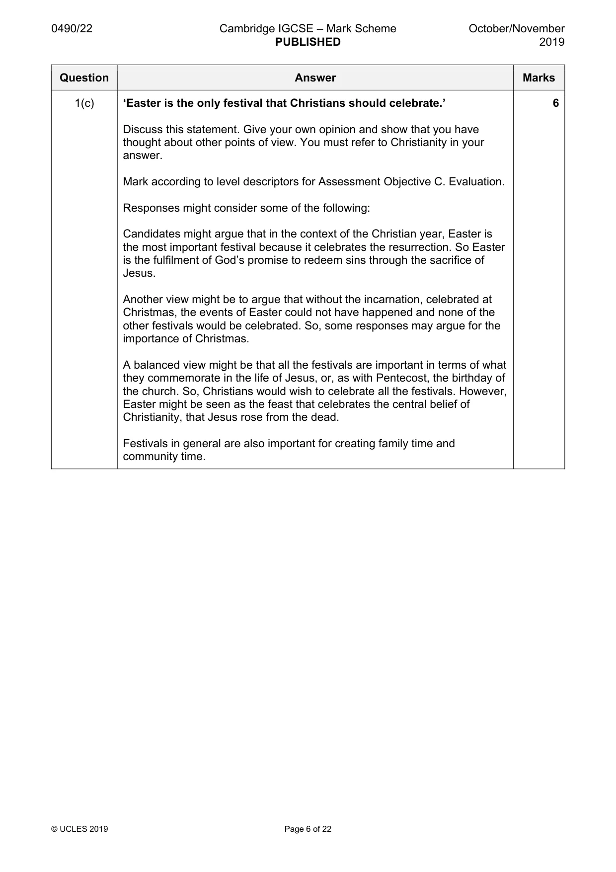 Mark scheme, page 6 of 22