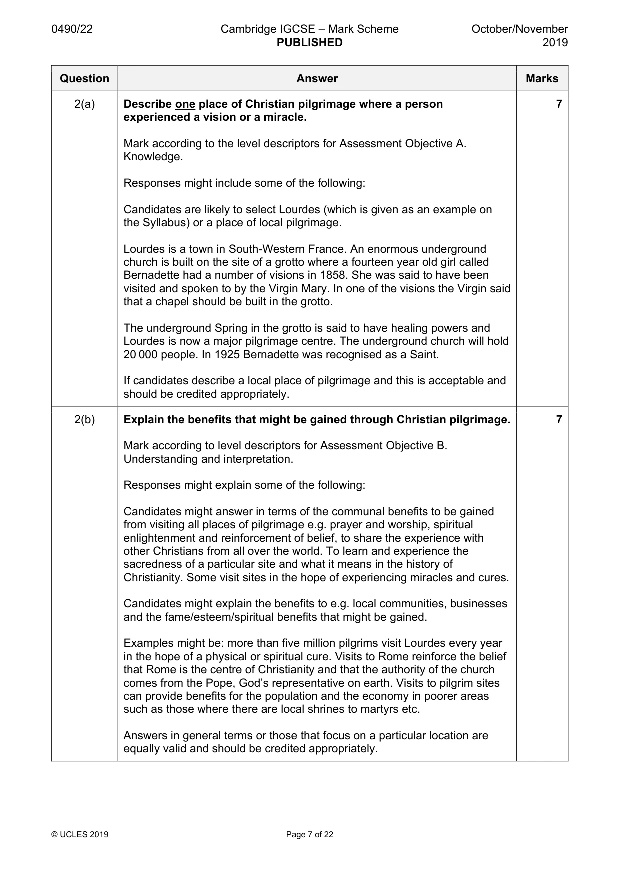 Mark scheme, page 7 of 22