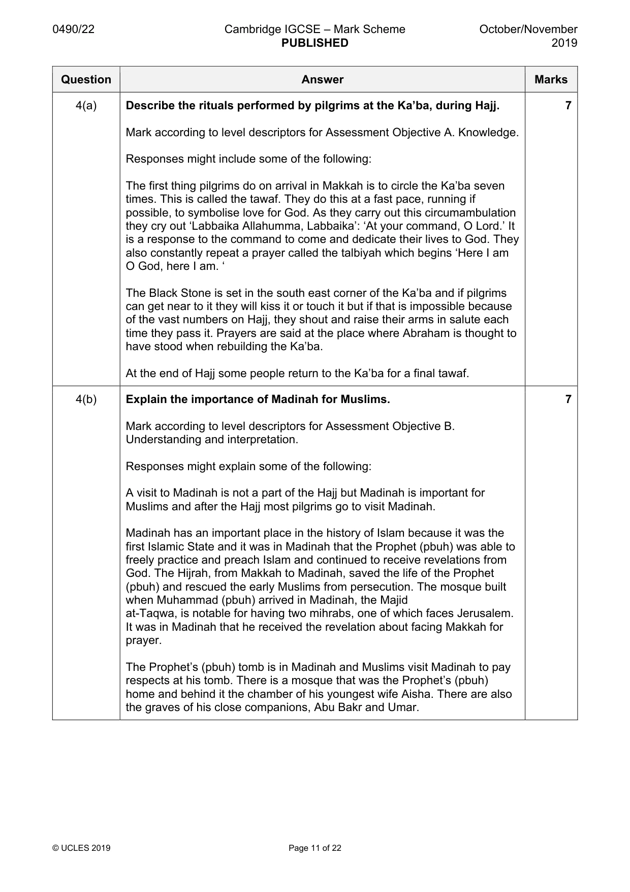 Mark scheme, page 11 of 22