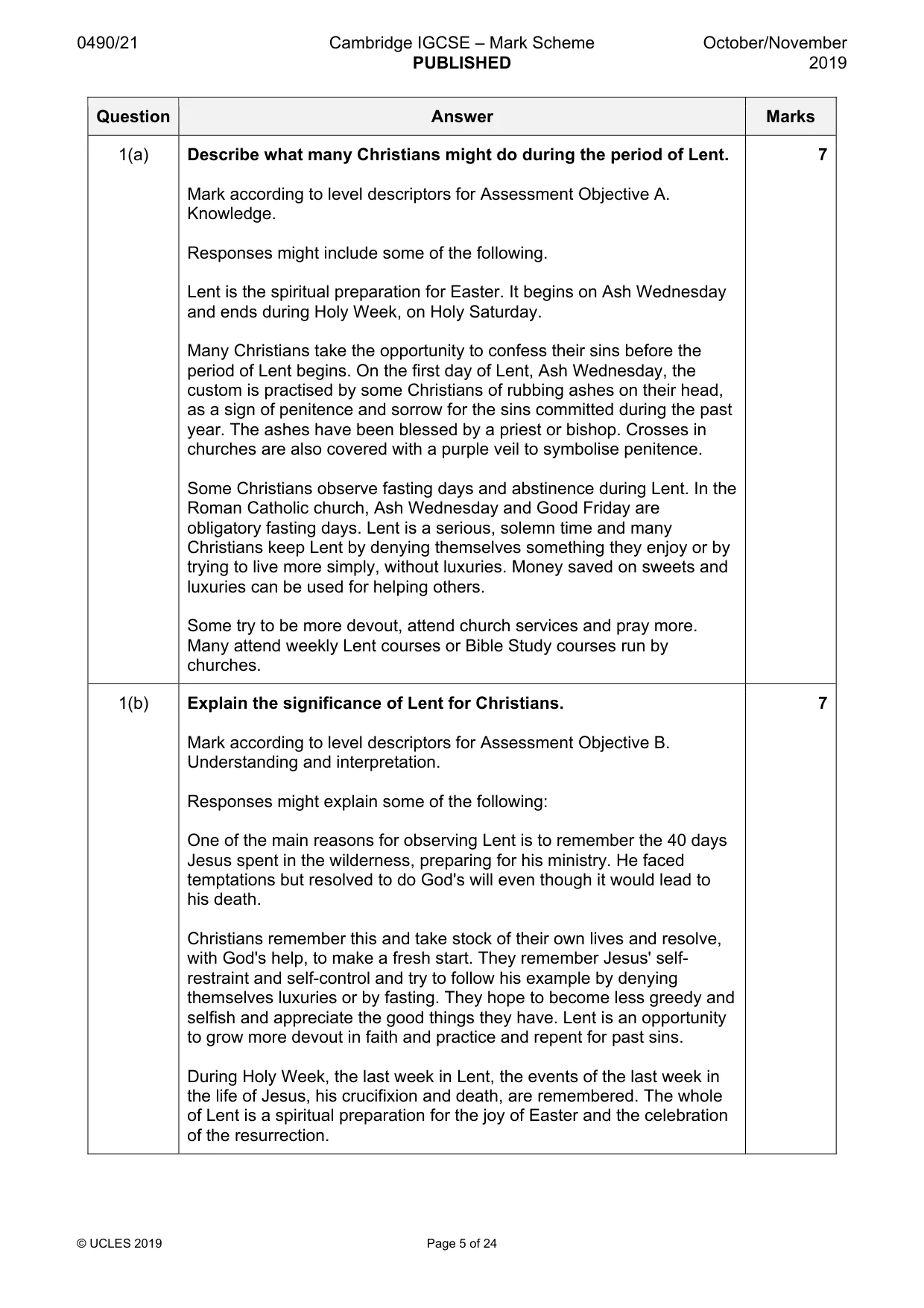 Mark scheme, page 5 of 24