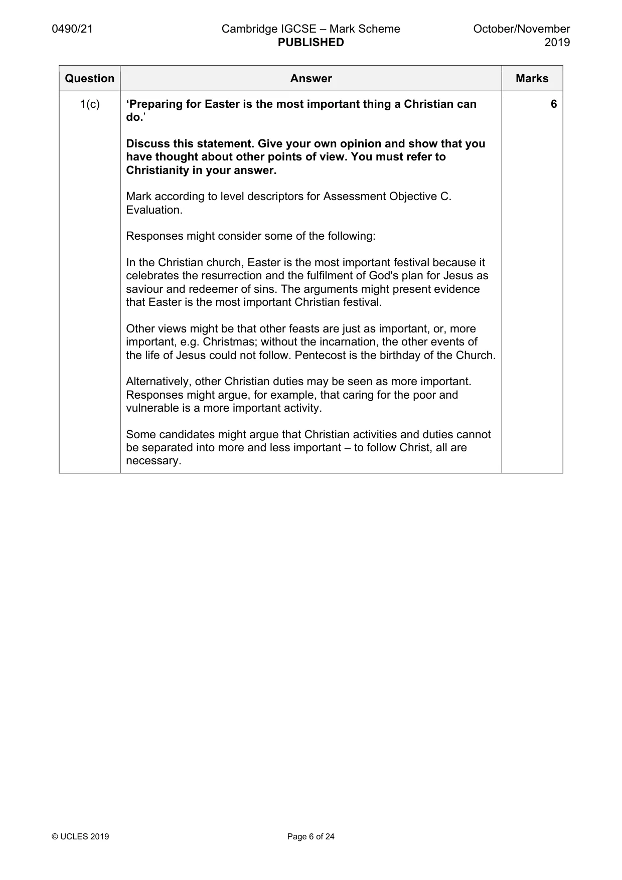 Mark scheme, page 6 of 24
