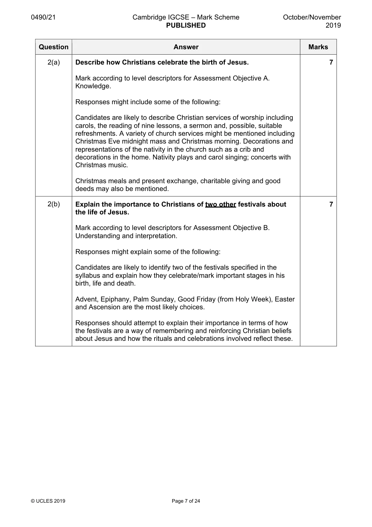 Mark scheme, page 7 of 24