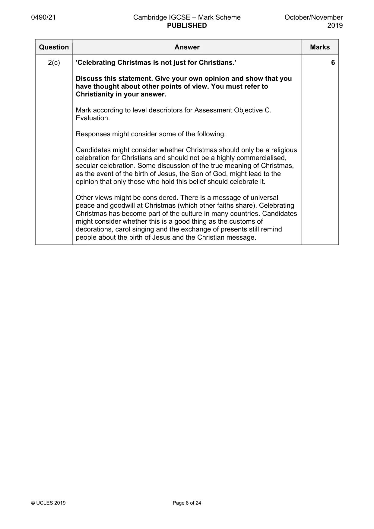 Mark scheme, page 8 of 24