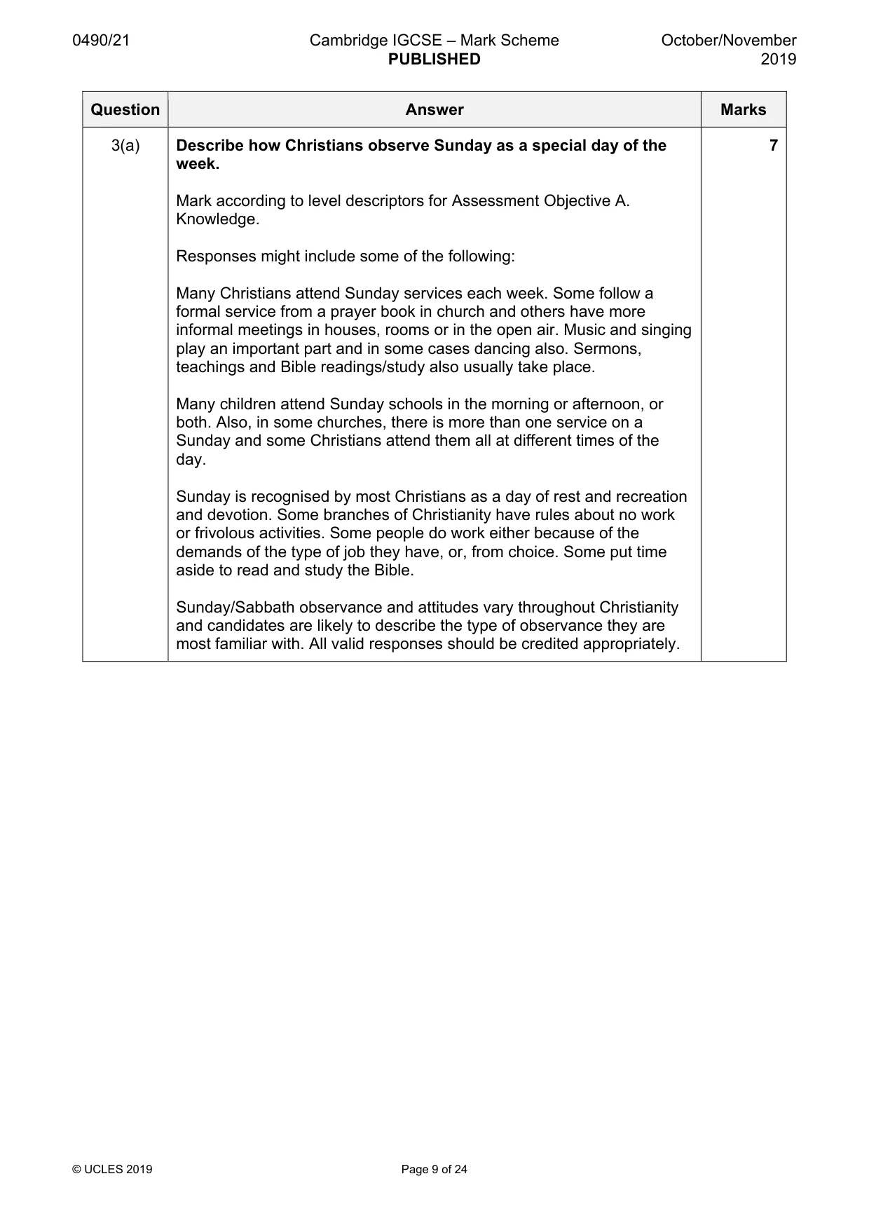 Mark scheme, page 9 of 24