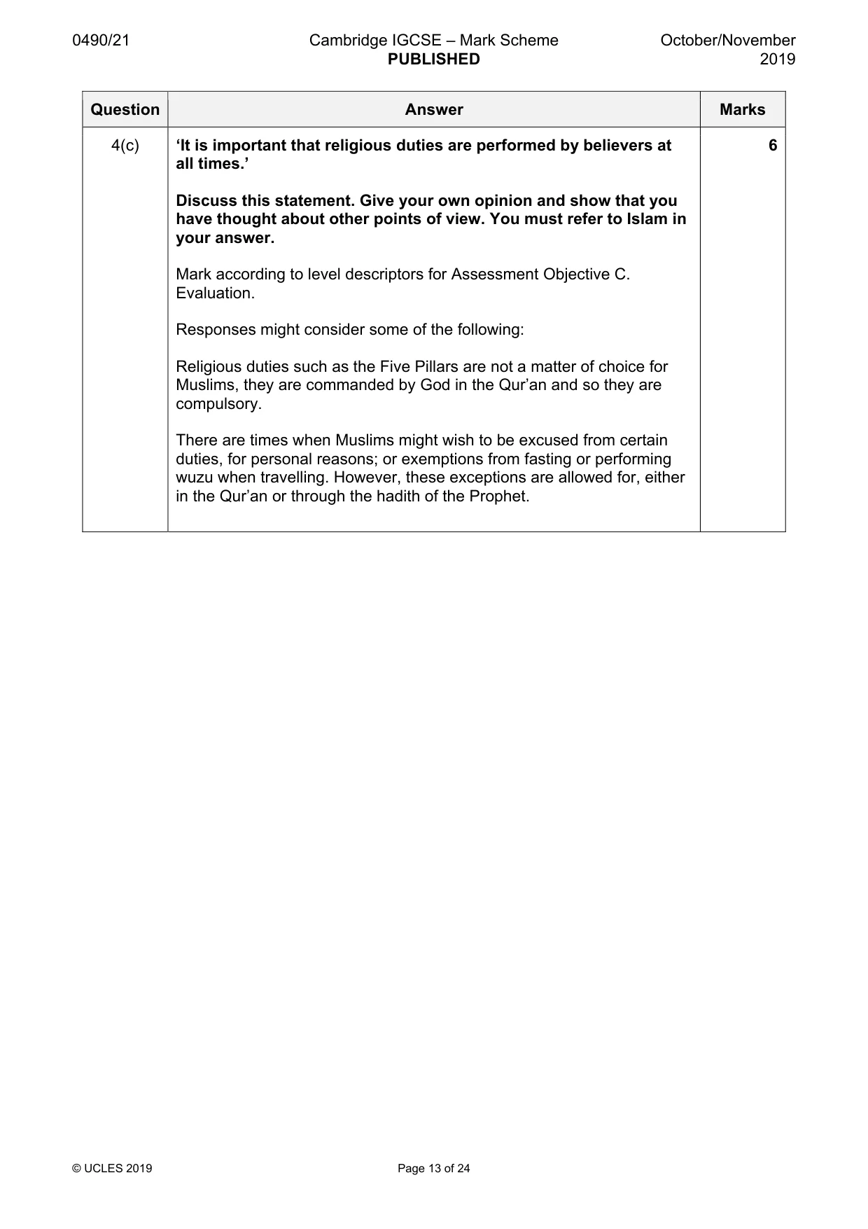 Mark scheme, page 13 of 24