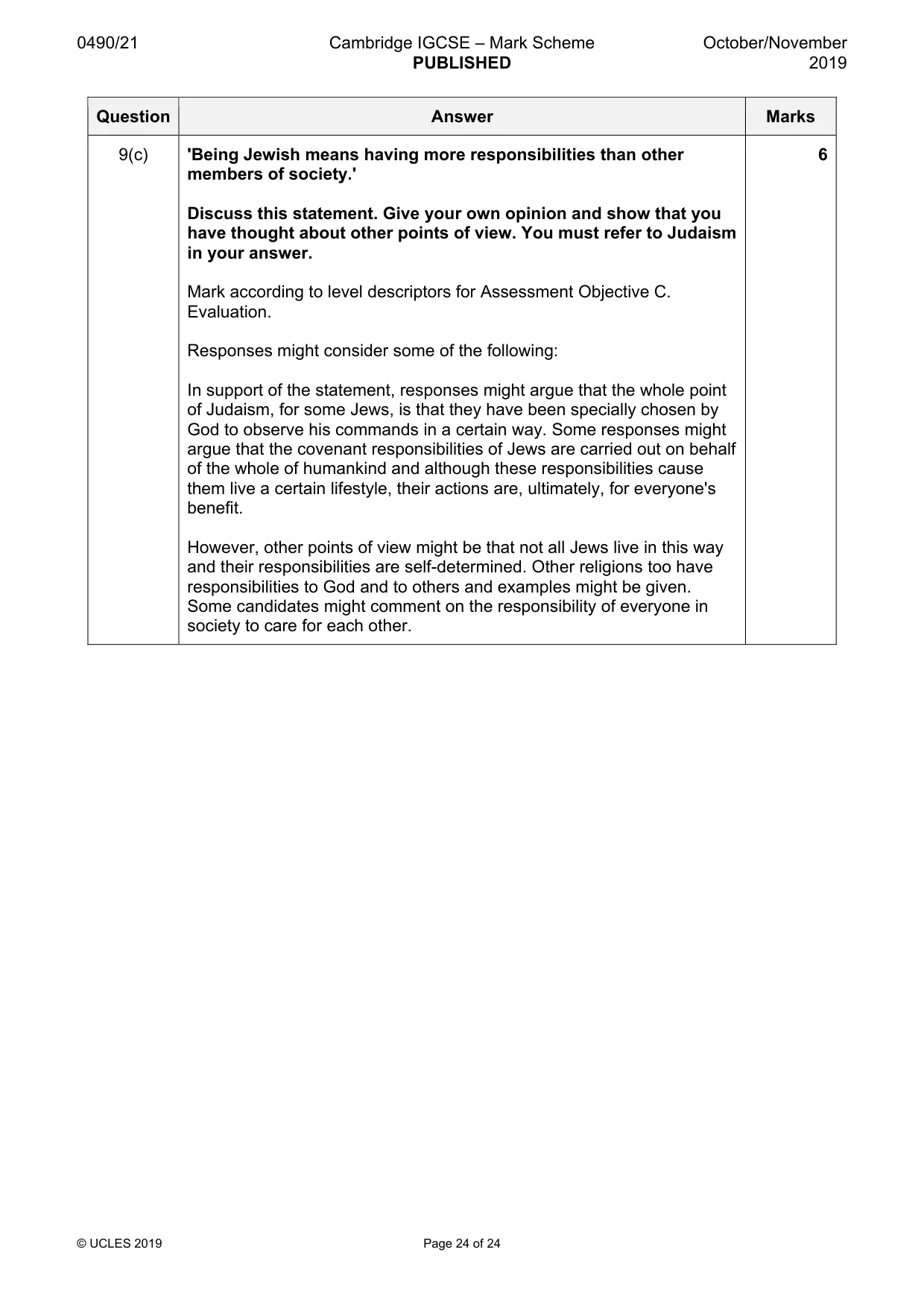 Mark scheme, page 24 of 24
