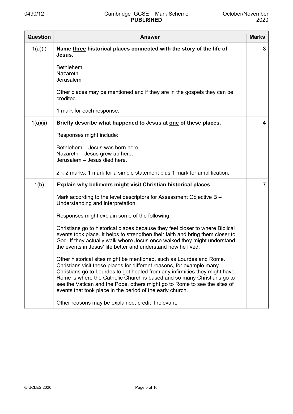 Mark scheme, page 5 of 16