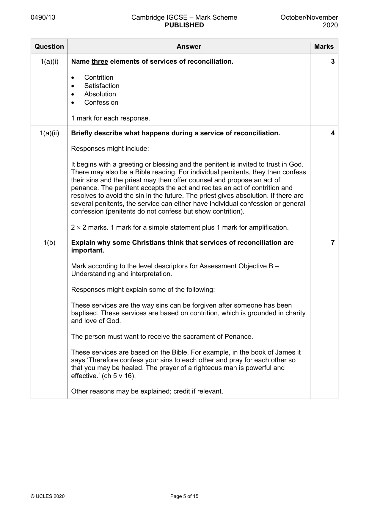 Mark scheme, page 5 of 15