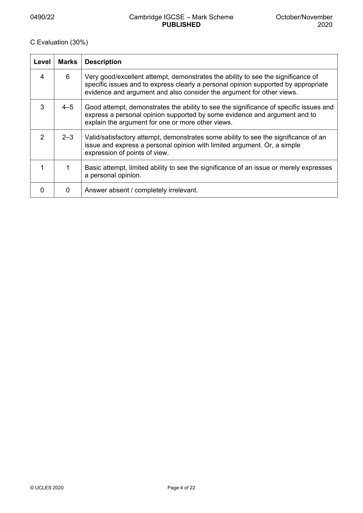 Mark scheme, page 4 of 22