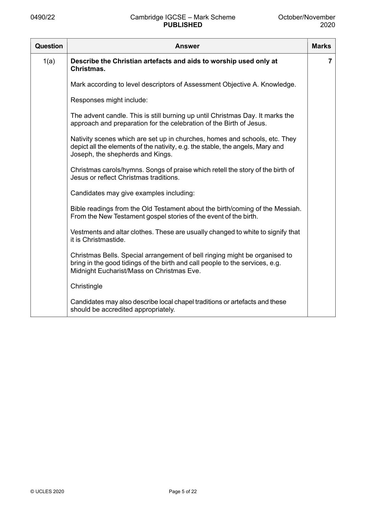Mark scheme, page 5 of 22