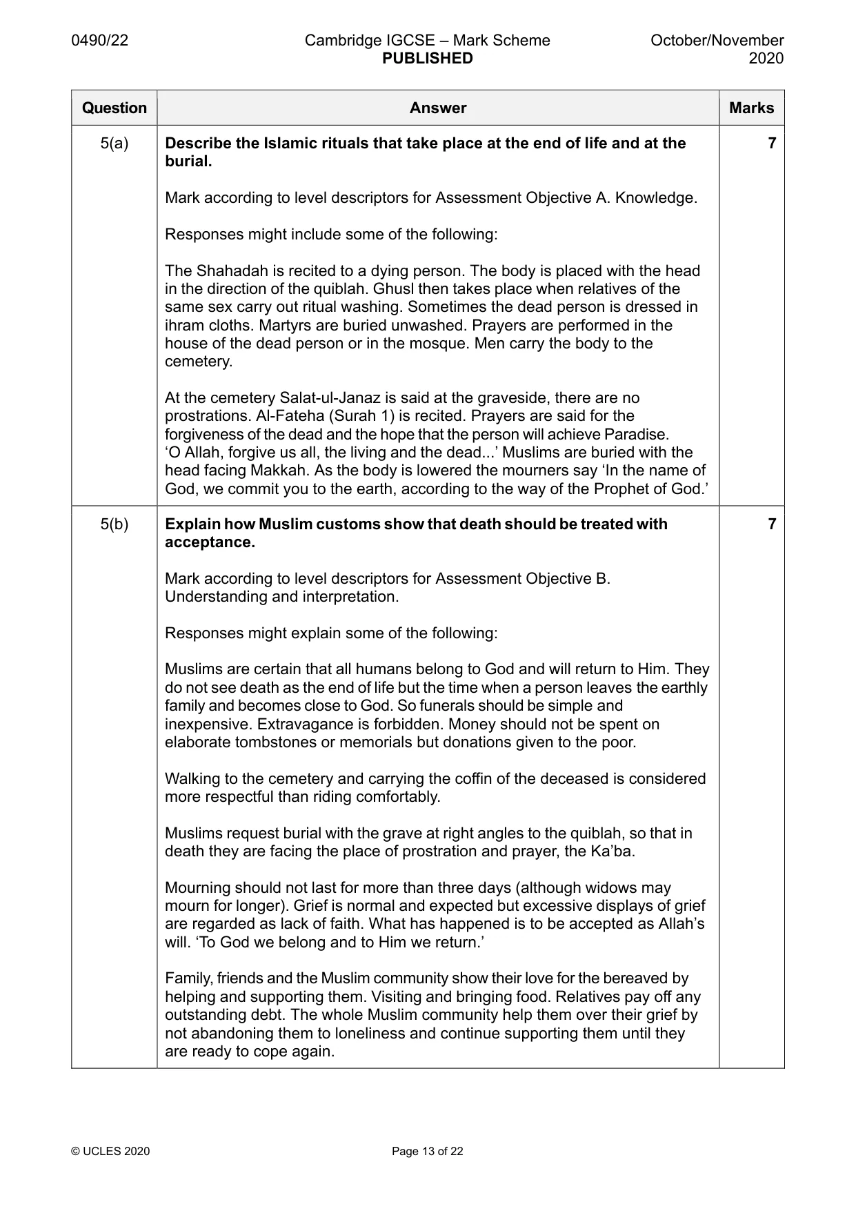 Mark scheme, page 13 of 22