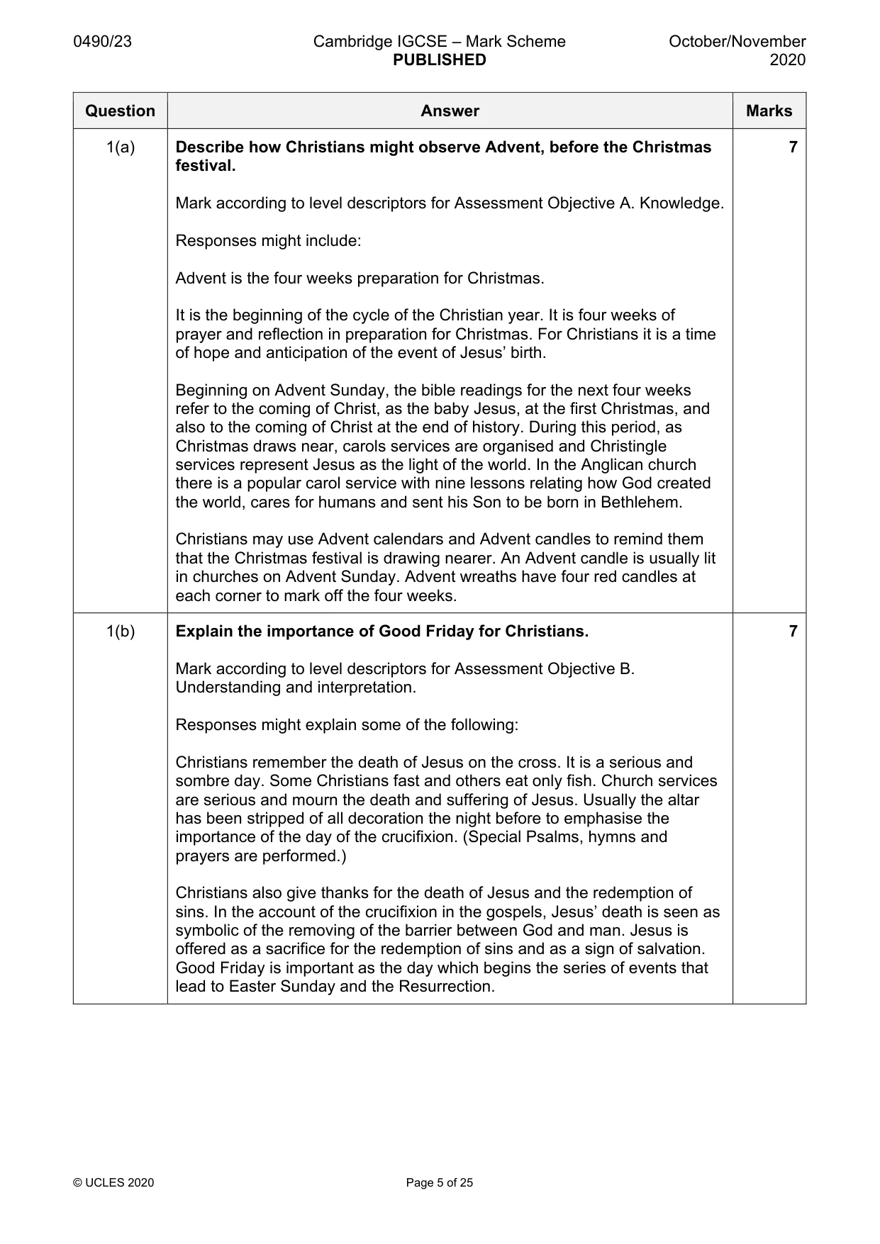 Mark scheme, page 5 of 25