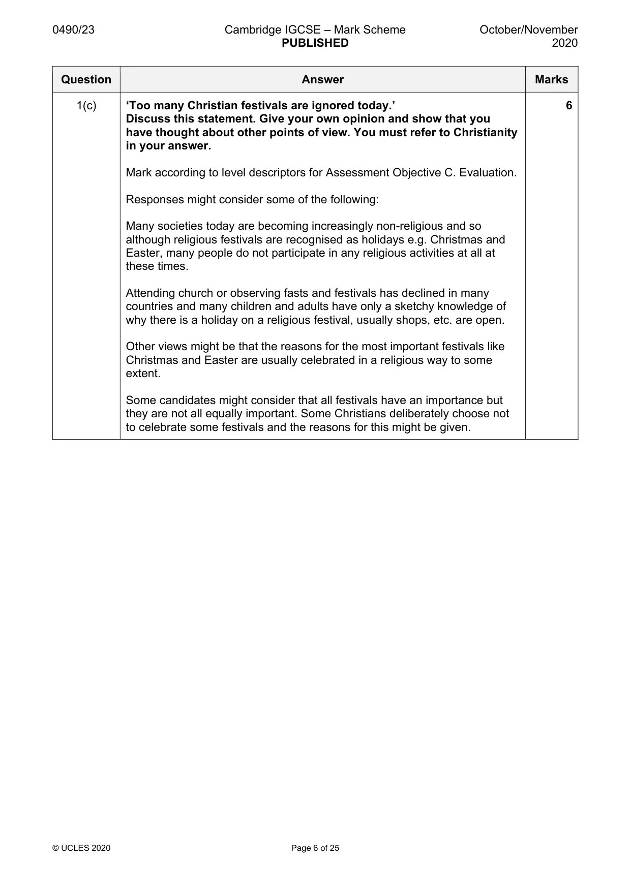 Mark scheme, page 6 of 25