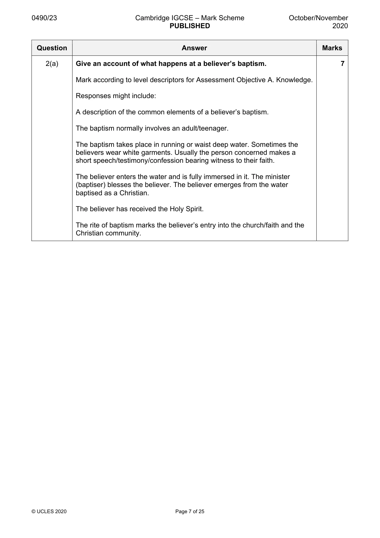 Mark scheme, page 7 of 25