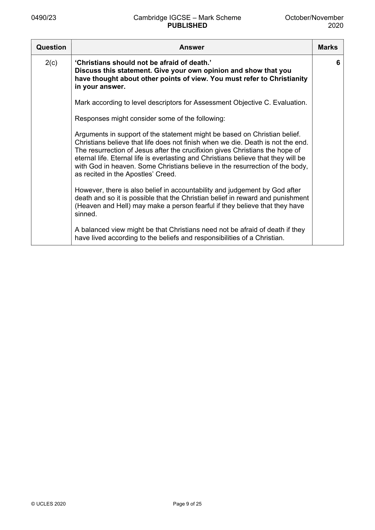 Mark scheme, page 9 of 25