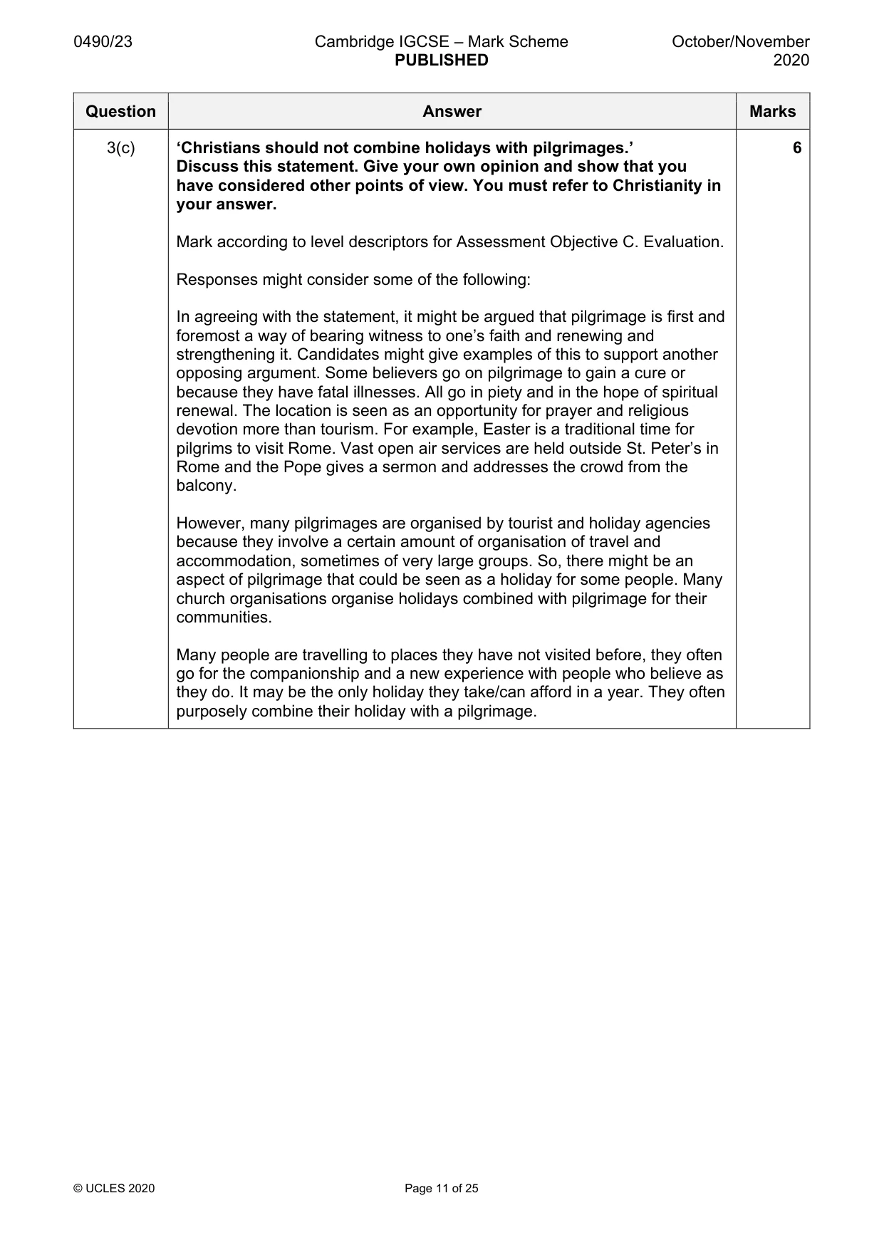 Mark scheme, page 11 of 25