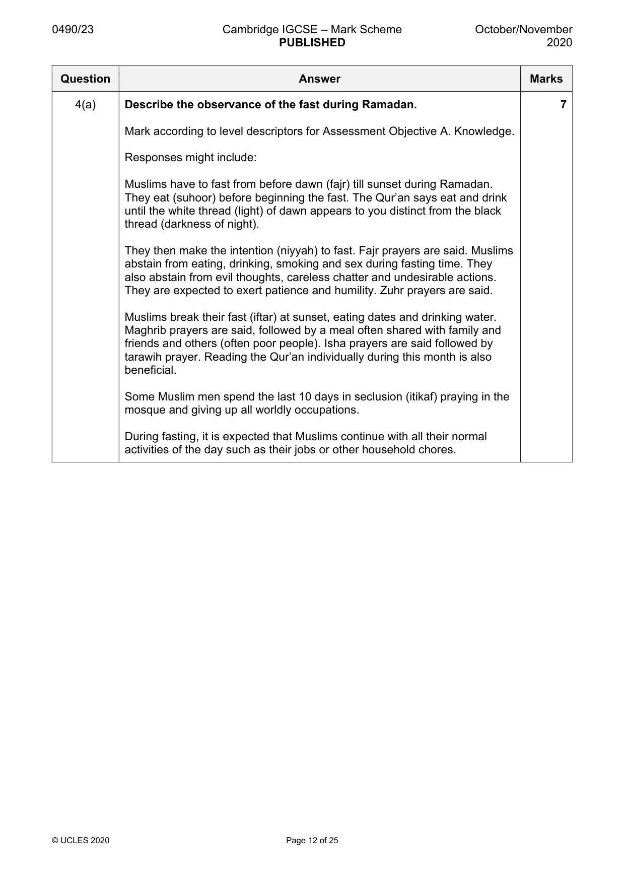 Mark scheme, page 12 of 25