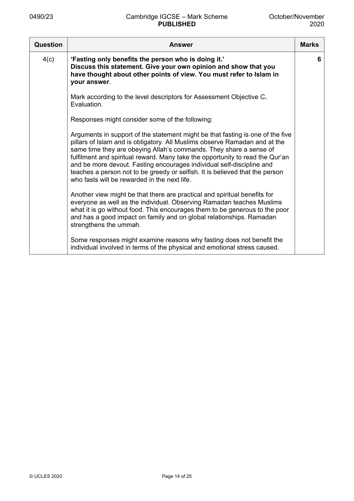 Mark scheme, page 14 of 25