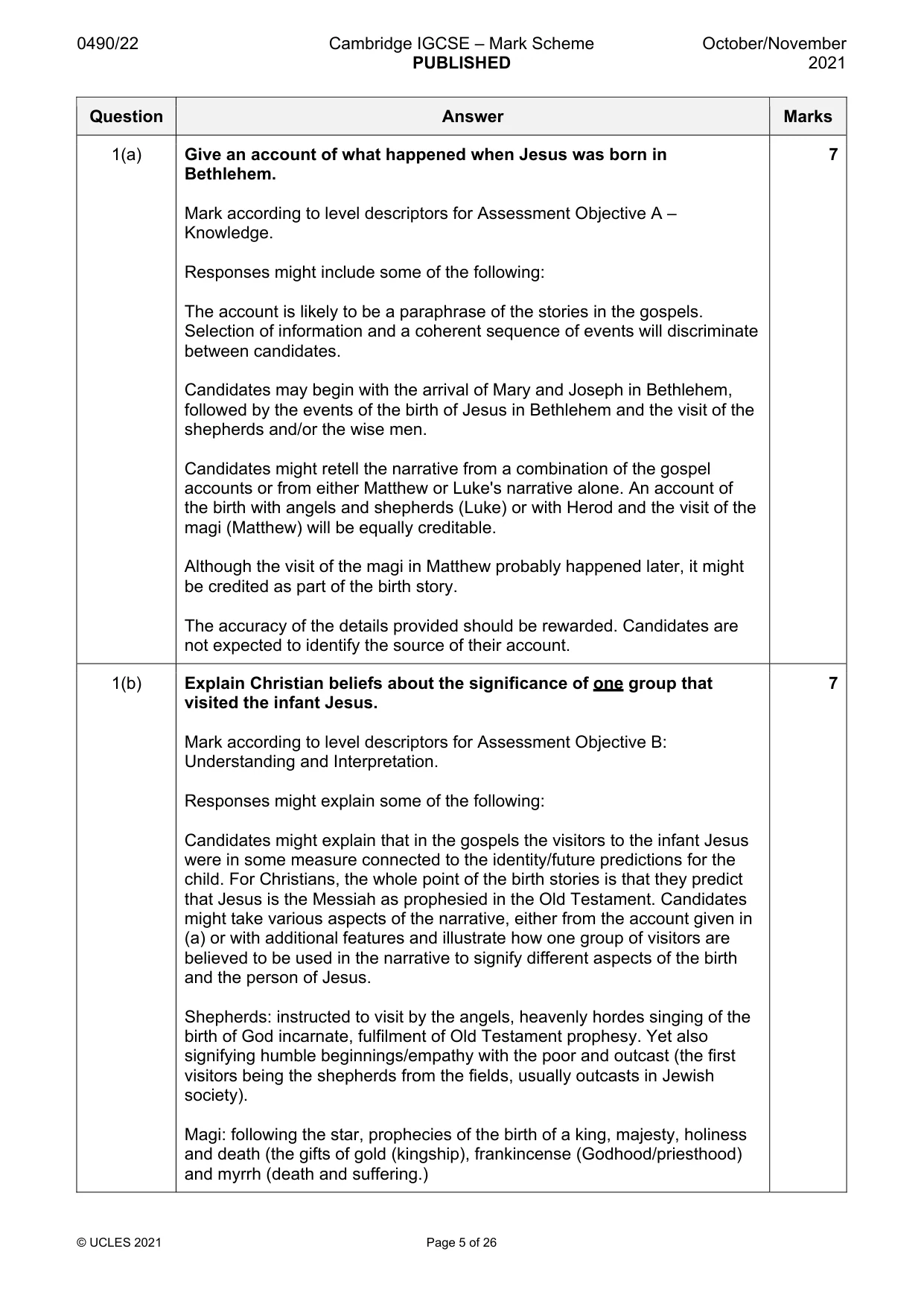 Mark scheme, page 5 of 26