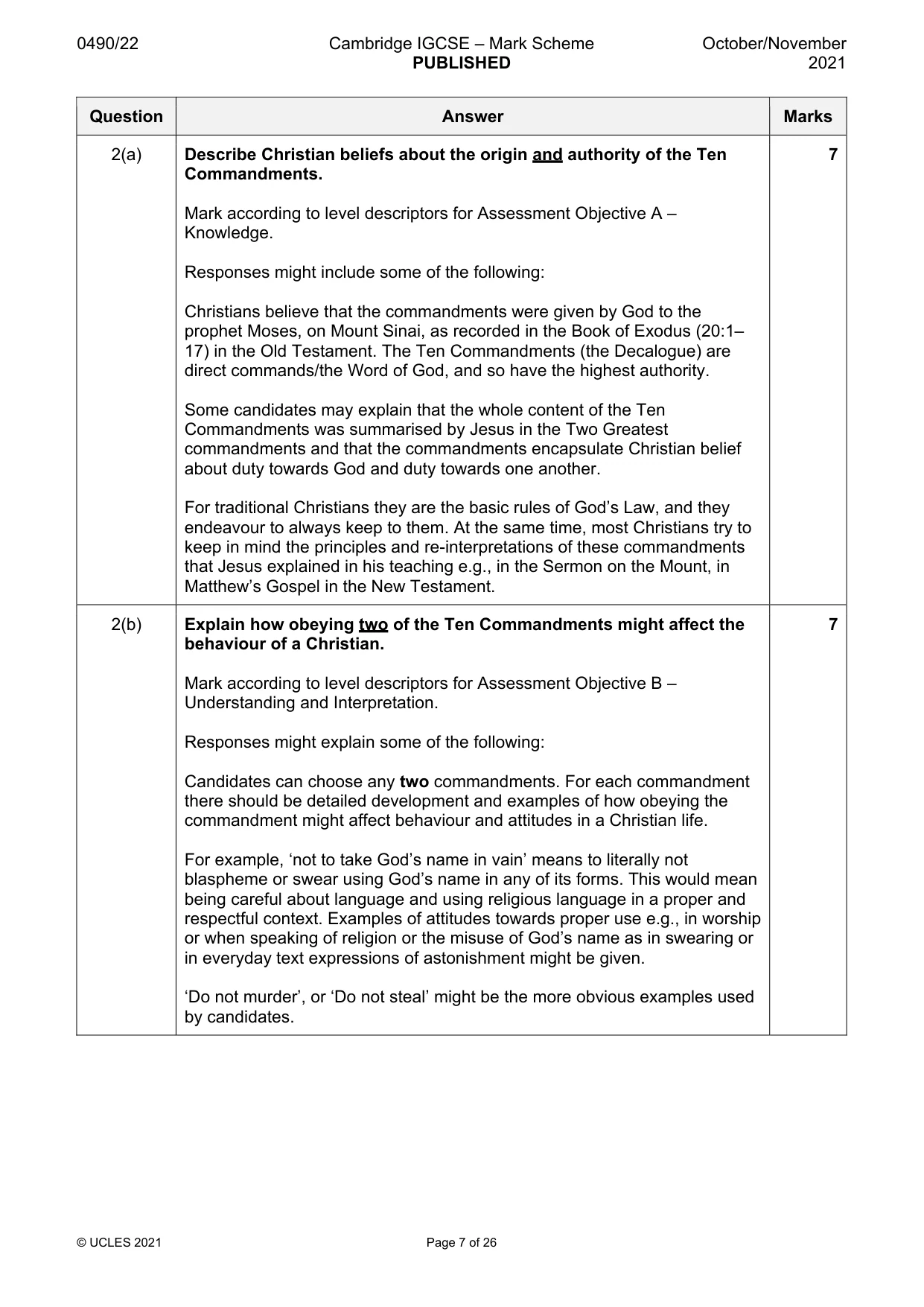 Mark scheme, page 7 of 26