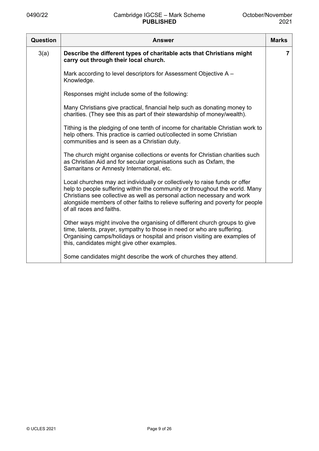 Mark scheme, page 9 of 26