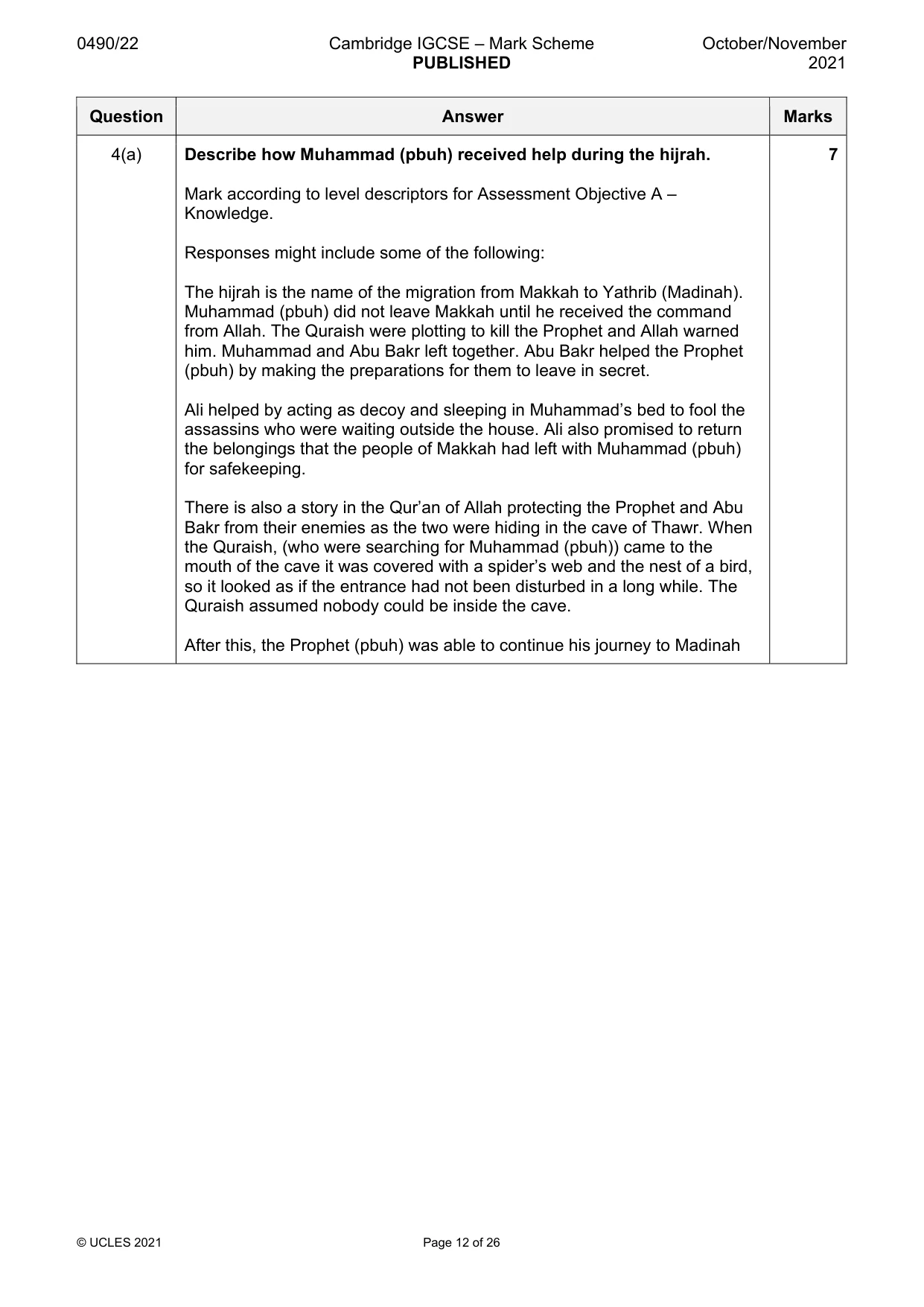 Mark scheme, page 12 of 26