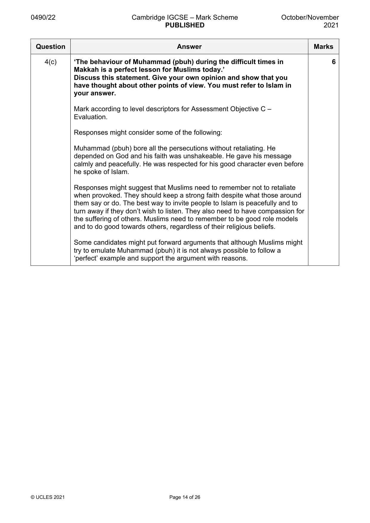 Mark scheme, page 14 of 26