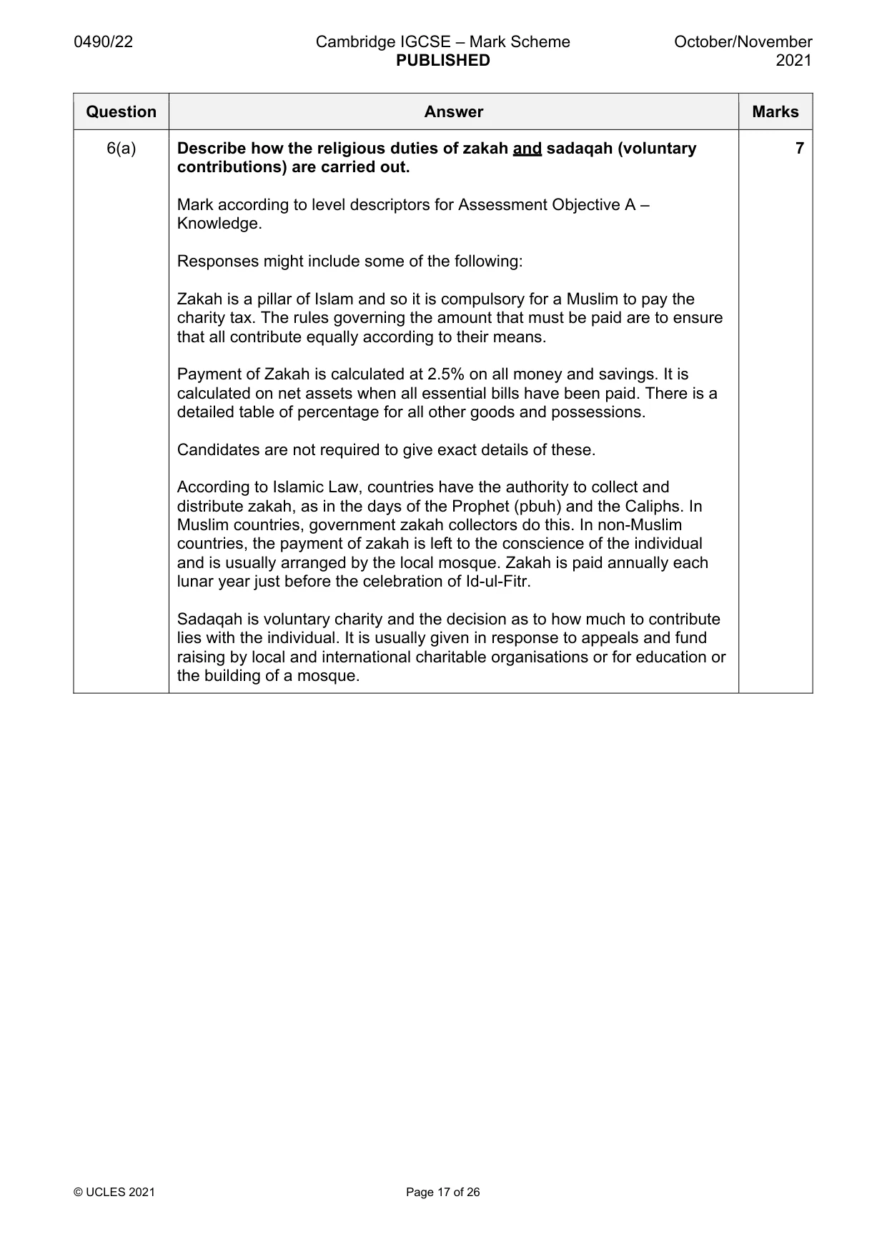 Mark scheme, page 17 of 26