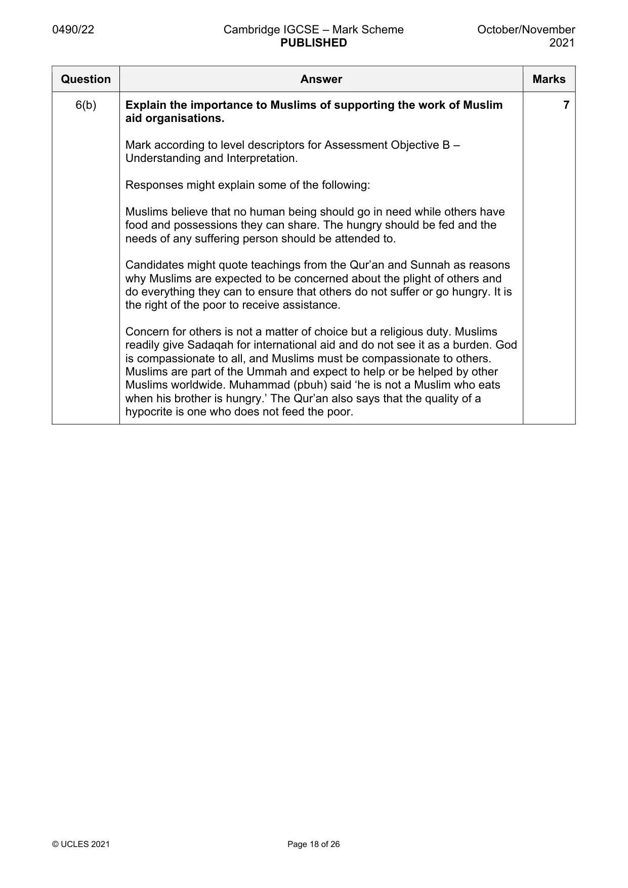 Mark scheme, page 18 of 26