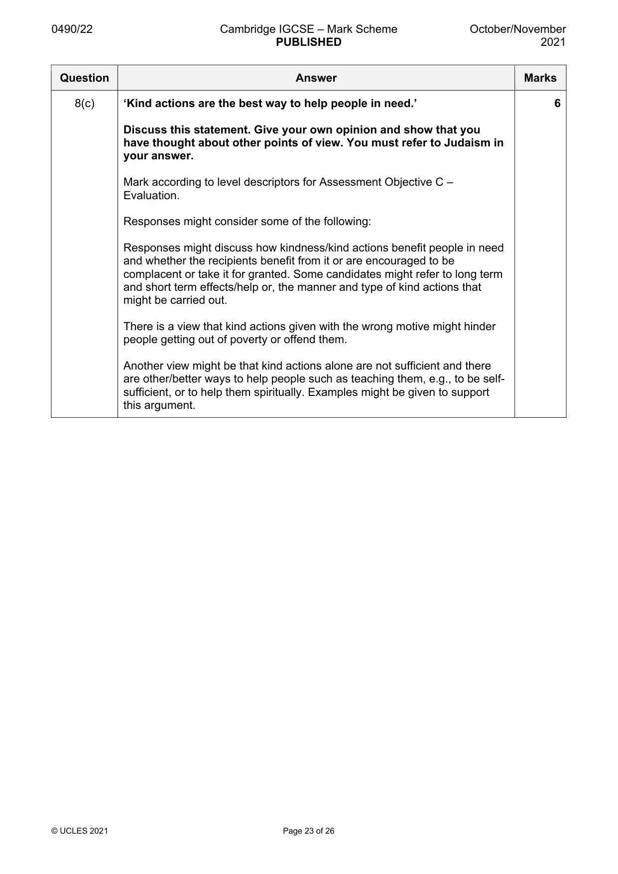 Mark scheme, page 23 of 26